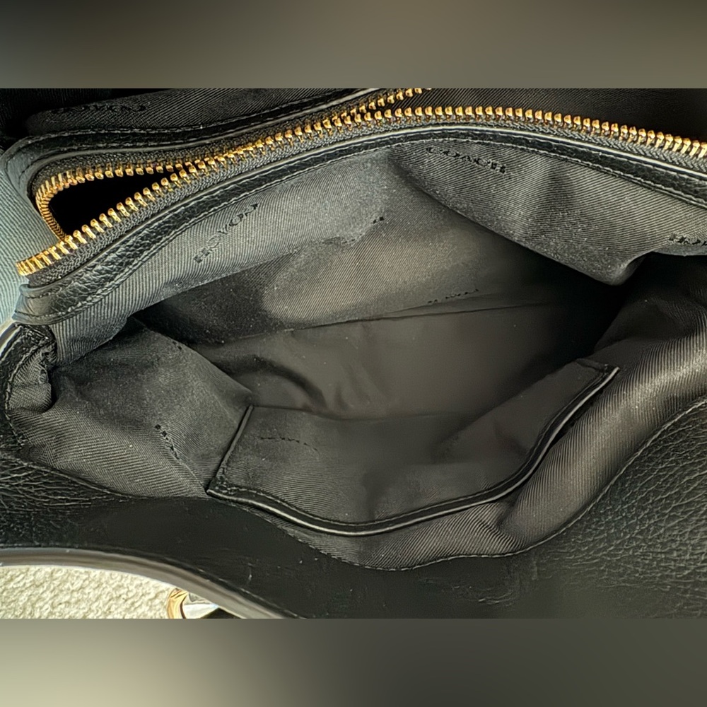 Coach Mercer Black Leather Satchel with Gold Accents - Picture 12 of 13